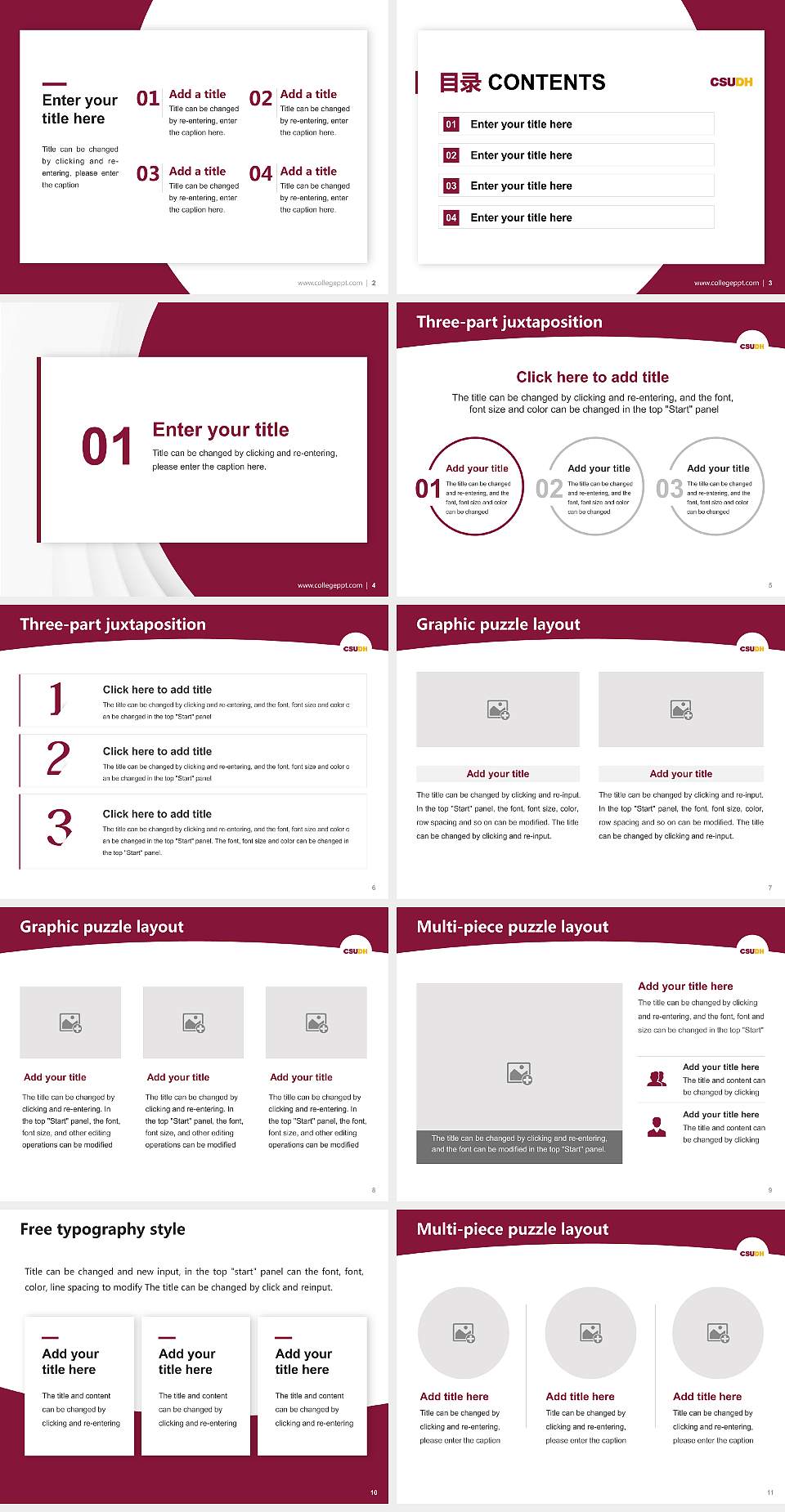 California State University-Dominguez Hills Academic Presentation/Research Findings Report PPT Template4:3 ratio PPT effect preview image2