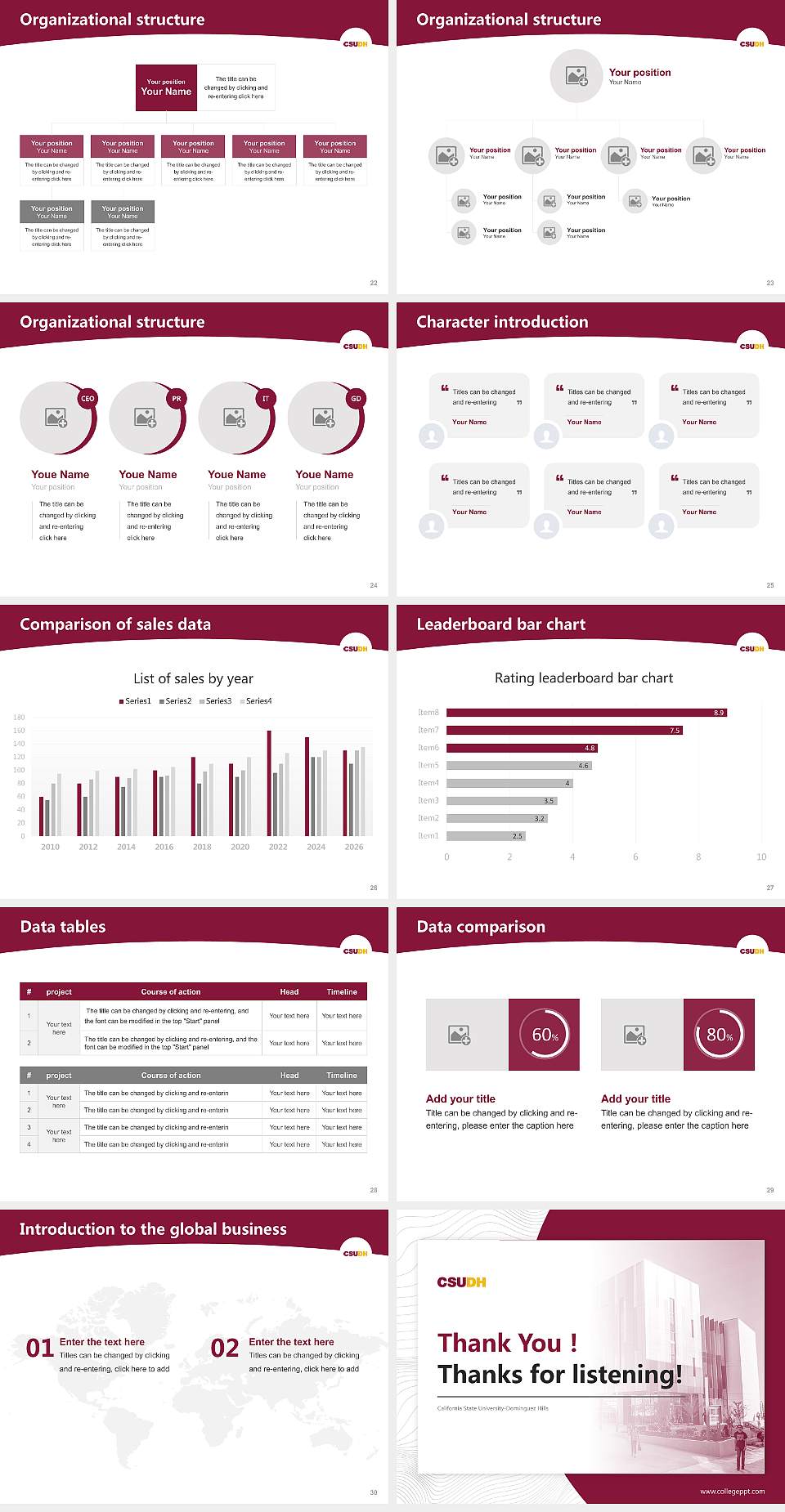 California State University-Dominguez Hills Academic Presentation/Research Findings Report PPT Template4:3 ratio PPT effect preview image4