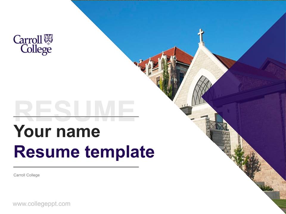 Carroll College Resume PPT Template4:3 ratio PPT effect preview image5