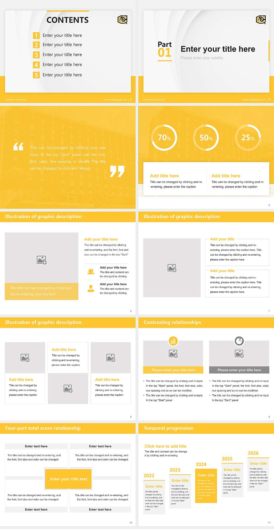 Cameron University Thesis Proposal/Graduation Defense PPT Template4:3 ratio PPT effect preview image2