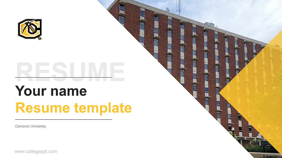 Cameron University Resume PPT Template16:9 ratio PPT effect preview image