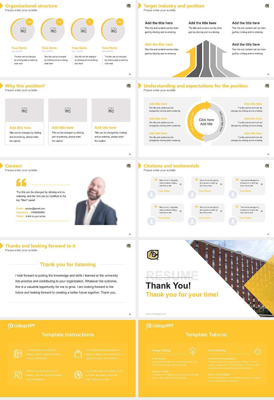 Cameron University Resume PPT Template16:9 ratio PPT effect preview image4