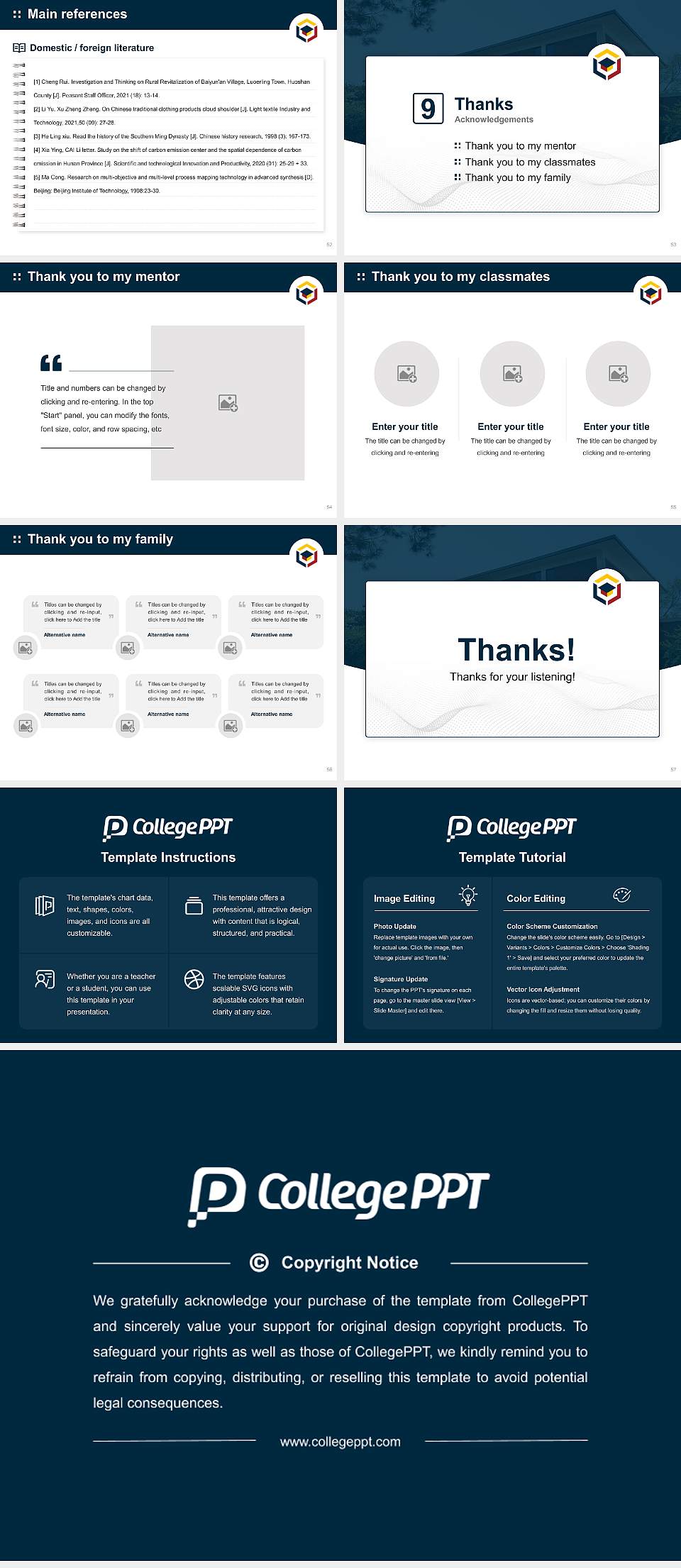 California Institute of Advanced Management Graduation Thesis Defense PPT Template4:3 ratio PPT effect preview image7