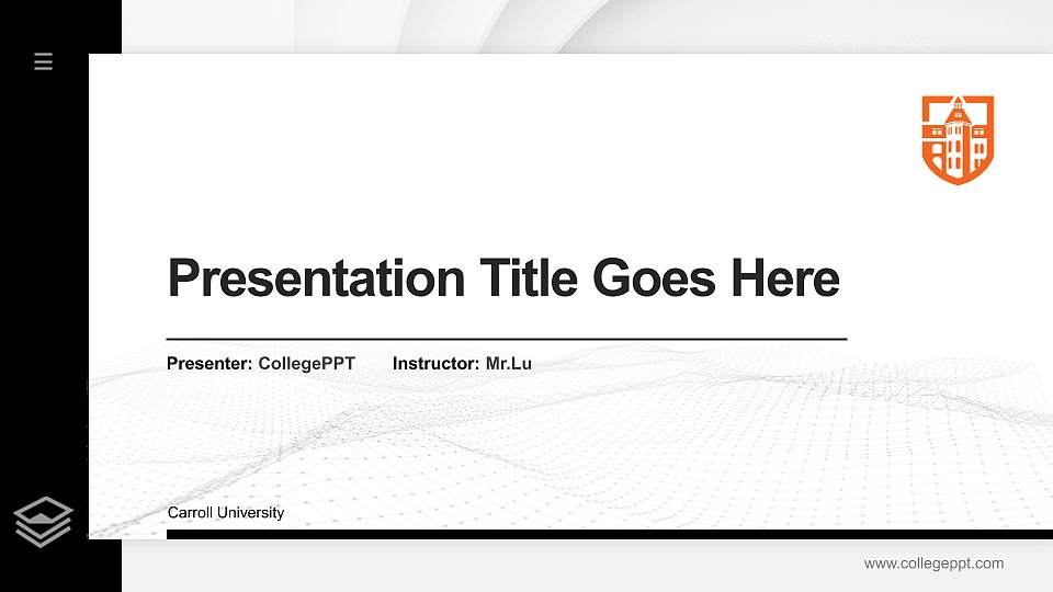 Carroll University Thesis Proposal/Graduation Defense PPT Template16:9 ratio PPT effect preview image