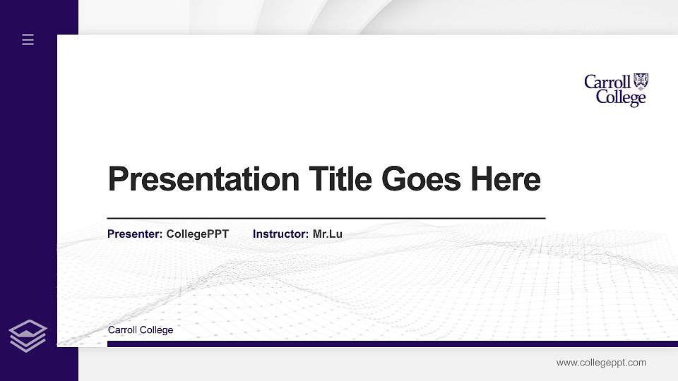 Carroll College Thesis Proposal/Graduation Defense PPT Template16:9 ratio PPT effect preview image