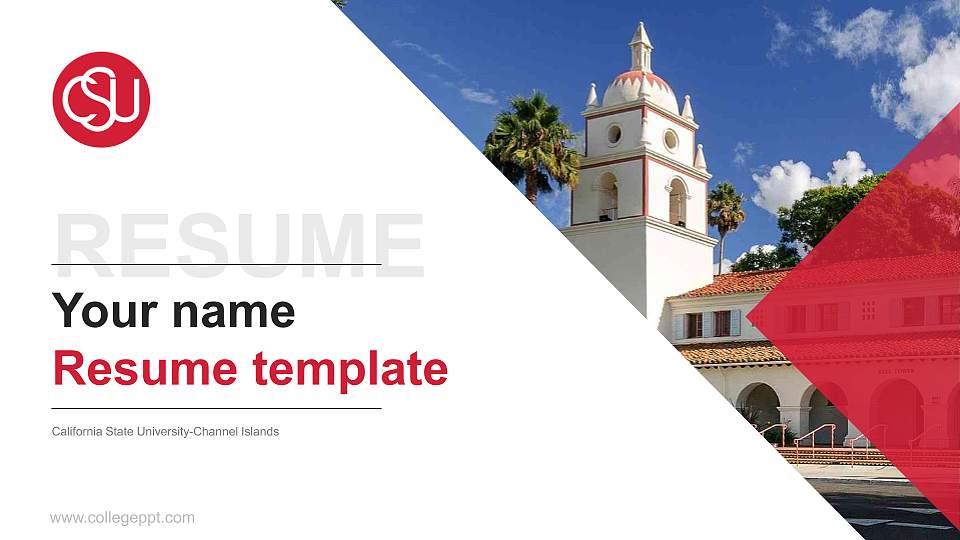 California State University-Channel Islands Resume PPT Template16:9 ratio PPT effect preview image
