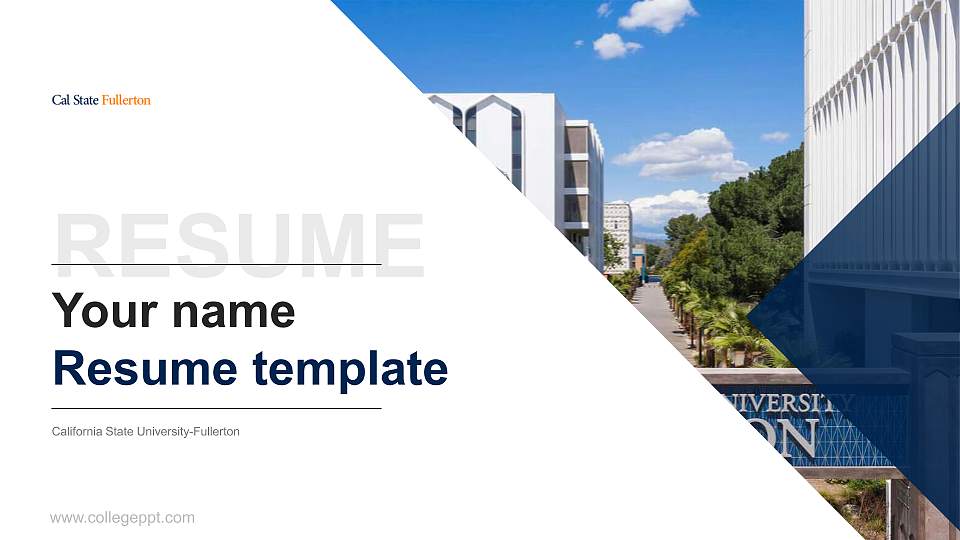 California State University-Fullerton Resume PPT Template16:9 ratio PPT effect preview image
