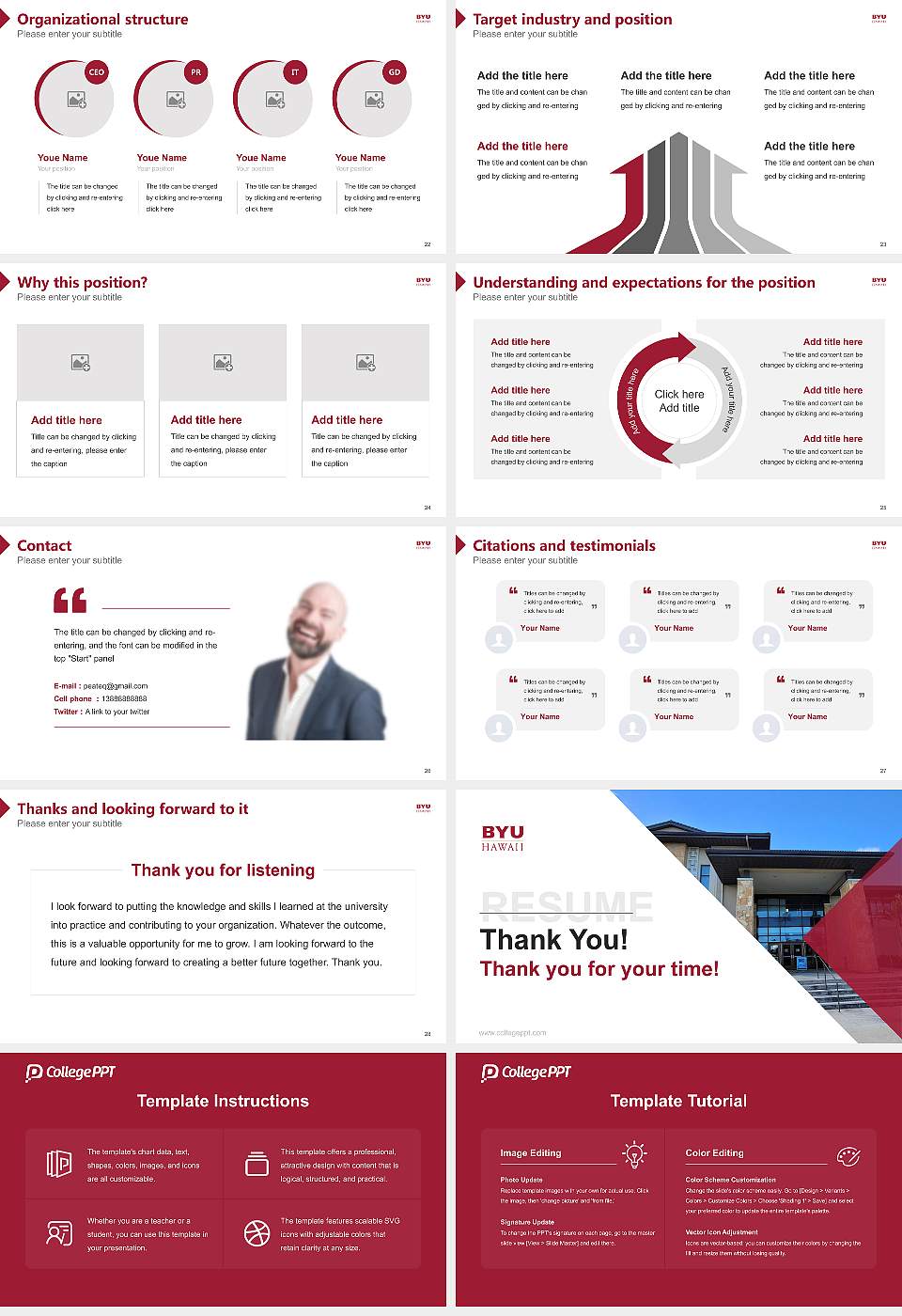 Brigham Young University-Hawaii Resume PPT Template16:9 ratio PPT effect preview image4