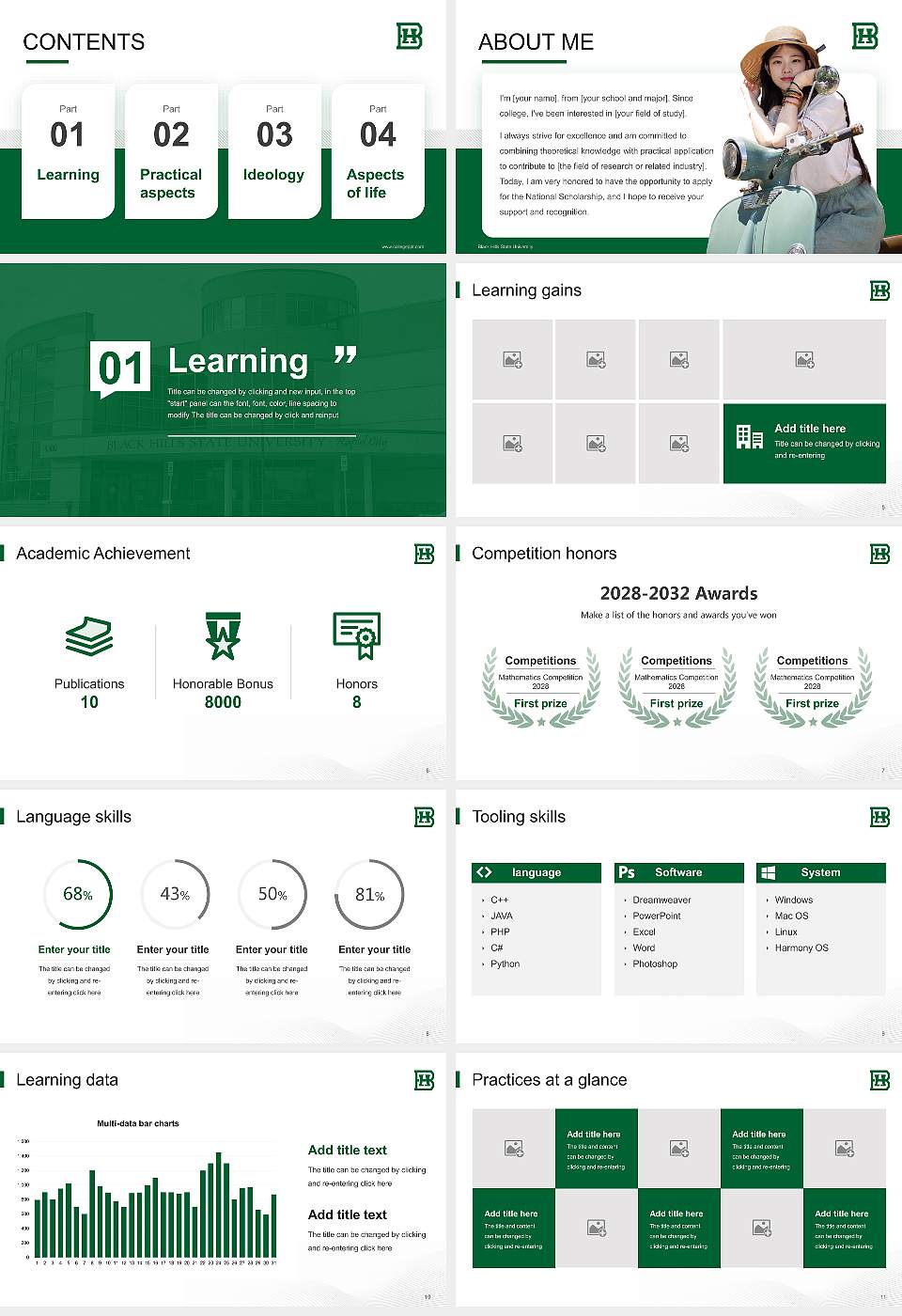 Black Hills State University National Scholarship Defense PPT Template16:9 ratio PPT effect preview image2