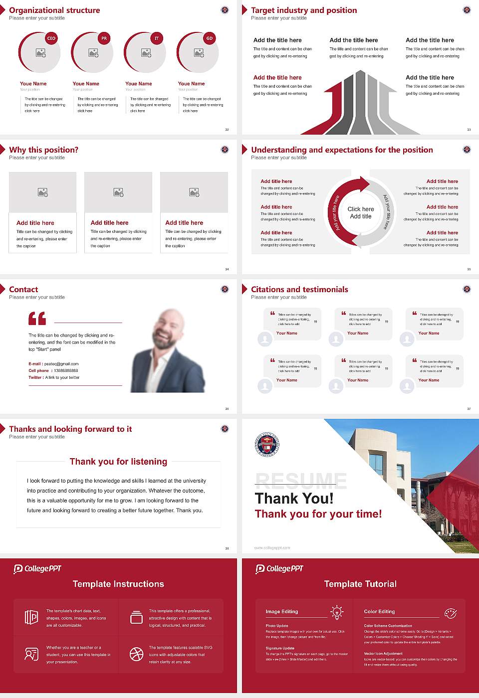California State University-Fresno Resume PPT Template16:9 ratio PPT effect preview image4