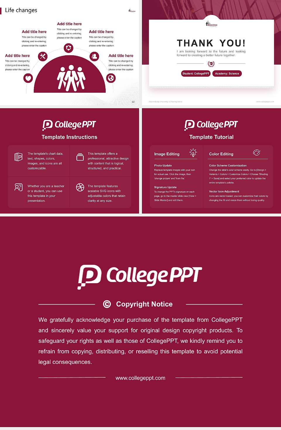 Bloomsburg University of Pennsylvania National Scholarship Defense PPT Template4:3 ratio PPT effect preview image4