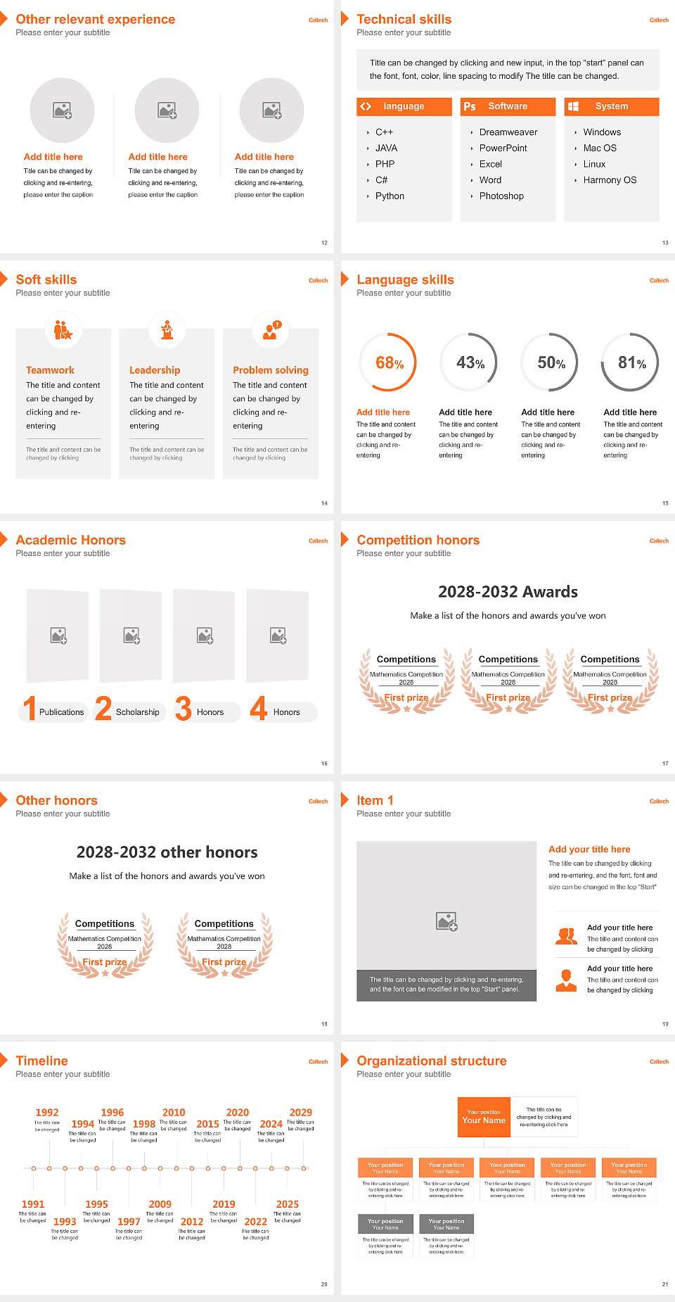 California Institute of Technology Resume PPT Template4:3 ratio PPT effect preview image3
