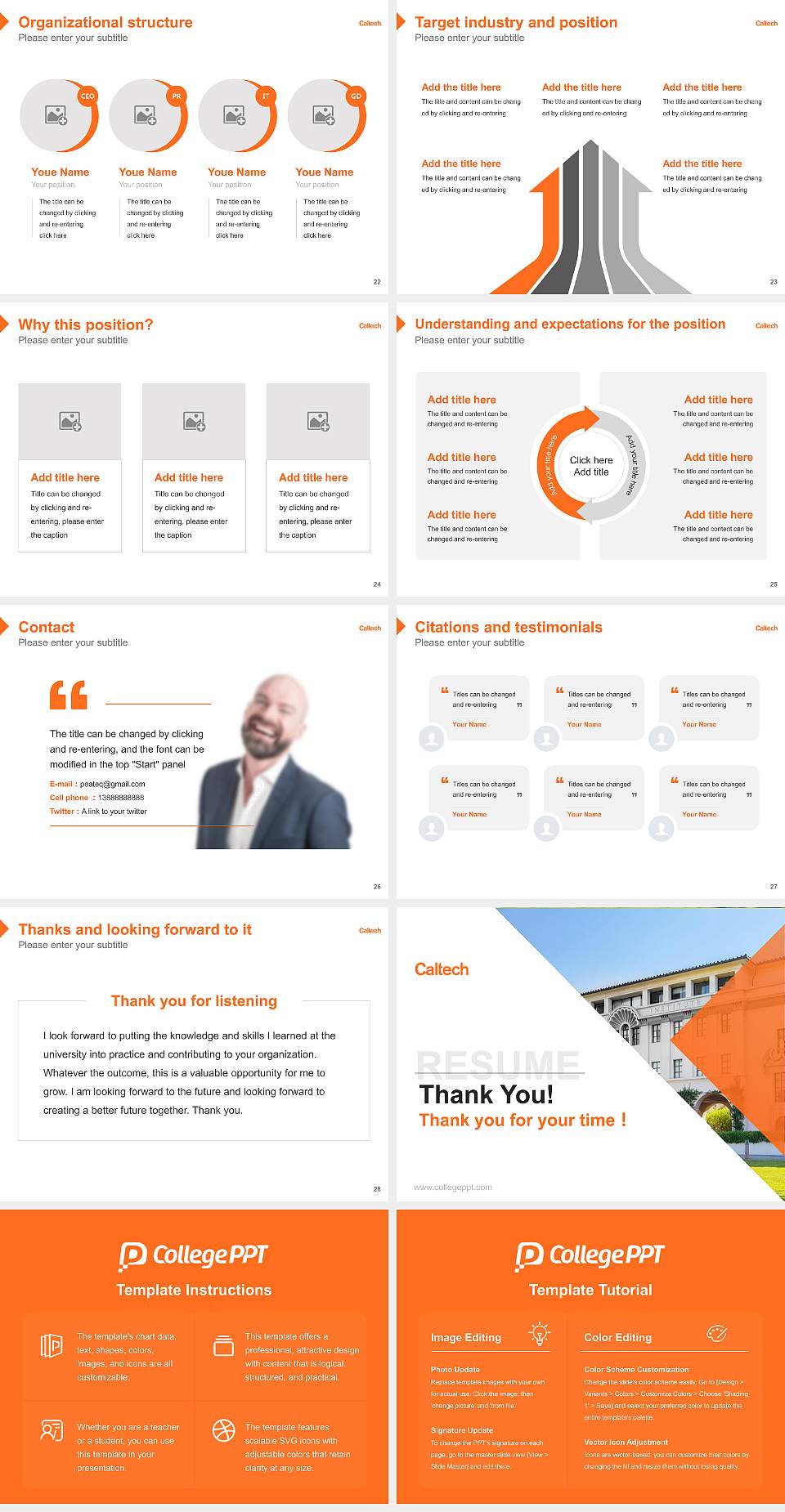 California Institute of Technology Resume PPT Template4:3 ratio PPT effect preview image4