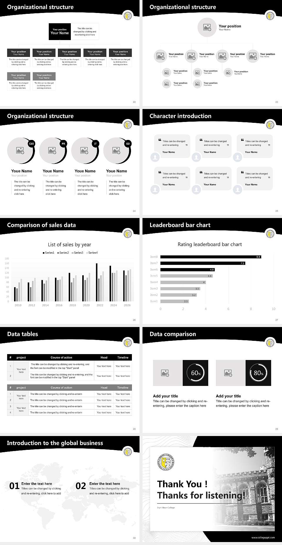Bryn Mawr College Academic Presentation/Research Findings Report PPT Template4:3 ratio PPT effect preview image4