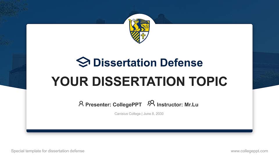 Canisius College Graduation Thesis Defense PPT Template16:9 ratio PPT effect preview image