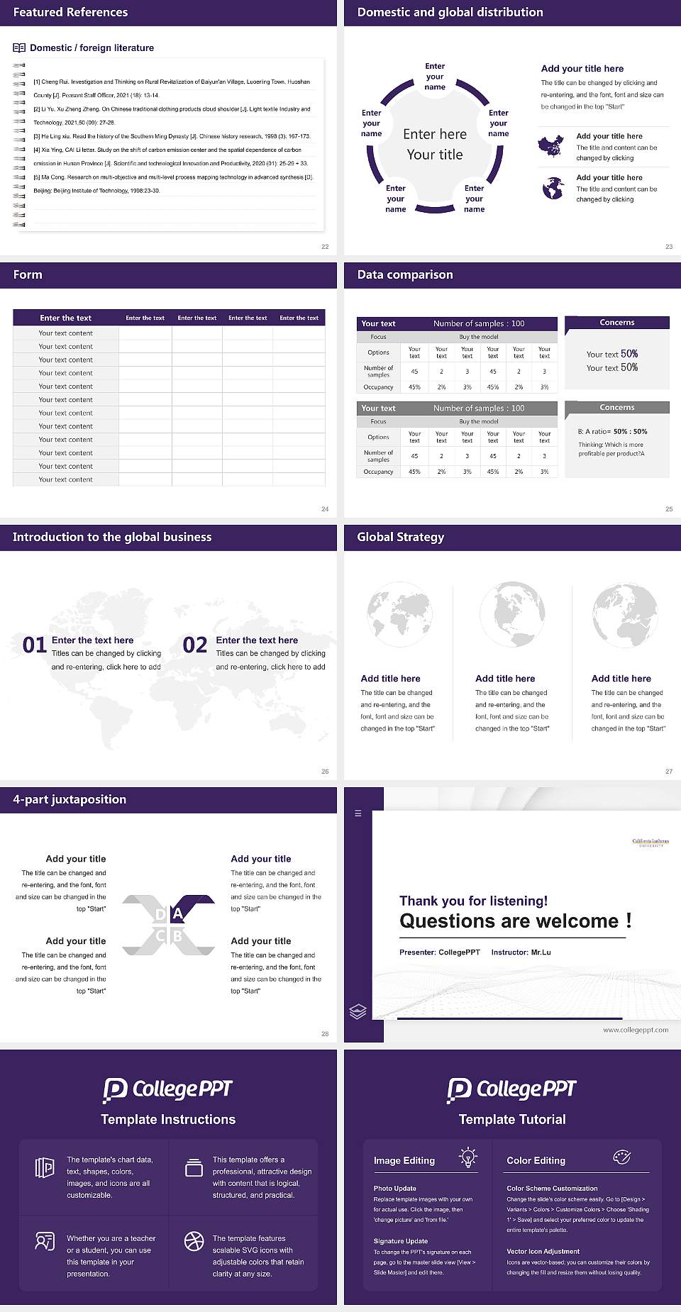 California Lutheran University Thesis Proposal/Graduation Defense PPT Template4:3 ratio PPT effect preview image4