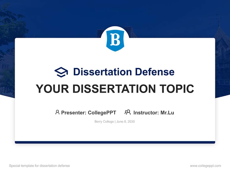 Berry College Graduation Thesis Defense PPT Template4:3 ratio PPT effect preview image7