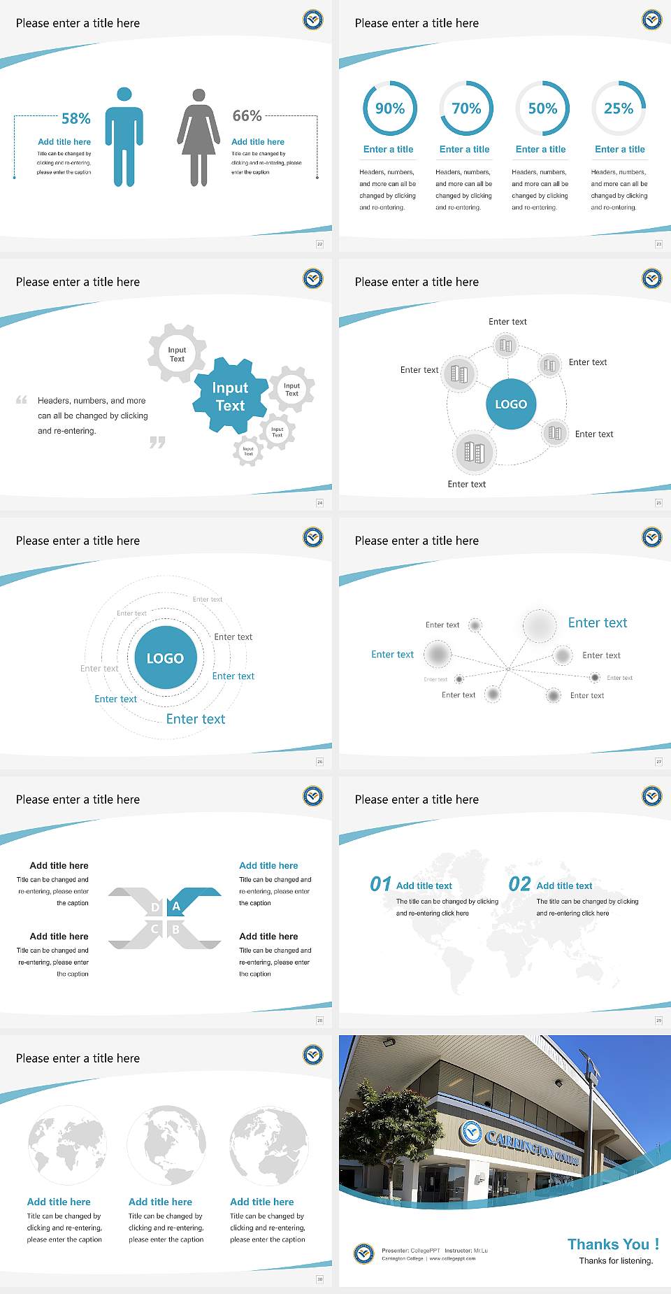 Carrington College Course/Courseware Creation PPT Template4:3 ratio PPT effect preview image4