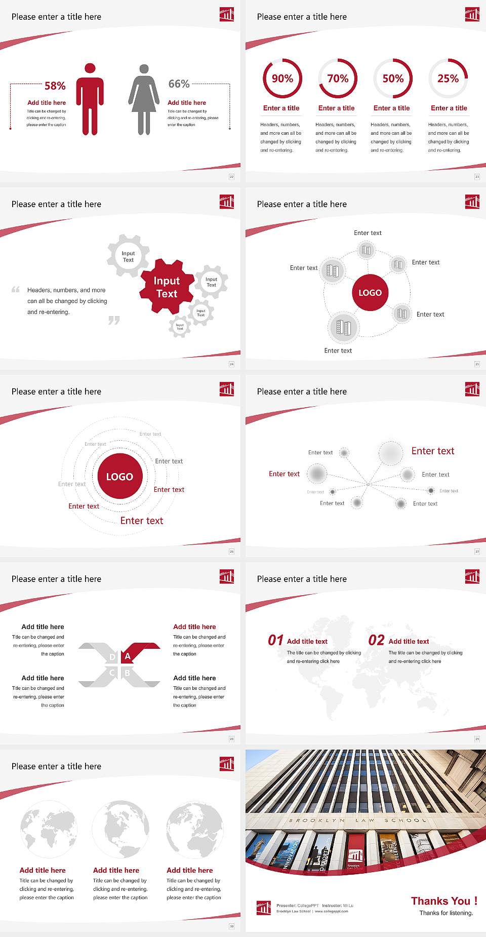 Brooklyn Law School Course/Courseware Creation PPT Template4:3 ratio PPT effect preview image4