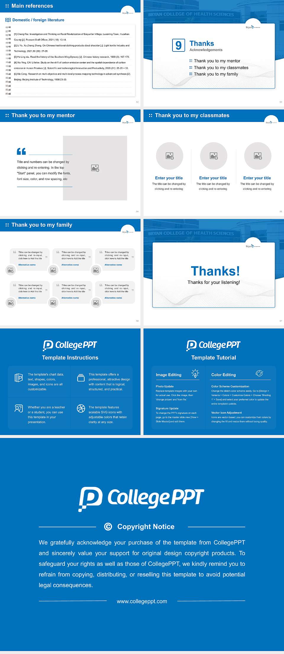Bryan College of Health Sciences Graduation Thesis Defense PPT Template4:3 ratio PPT effect preview image7