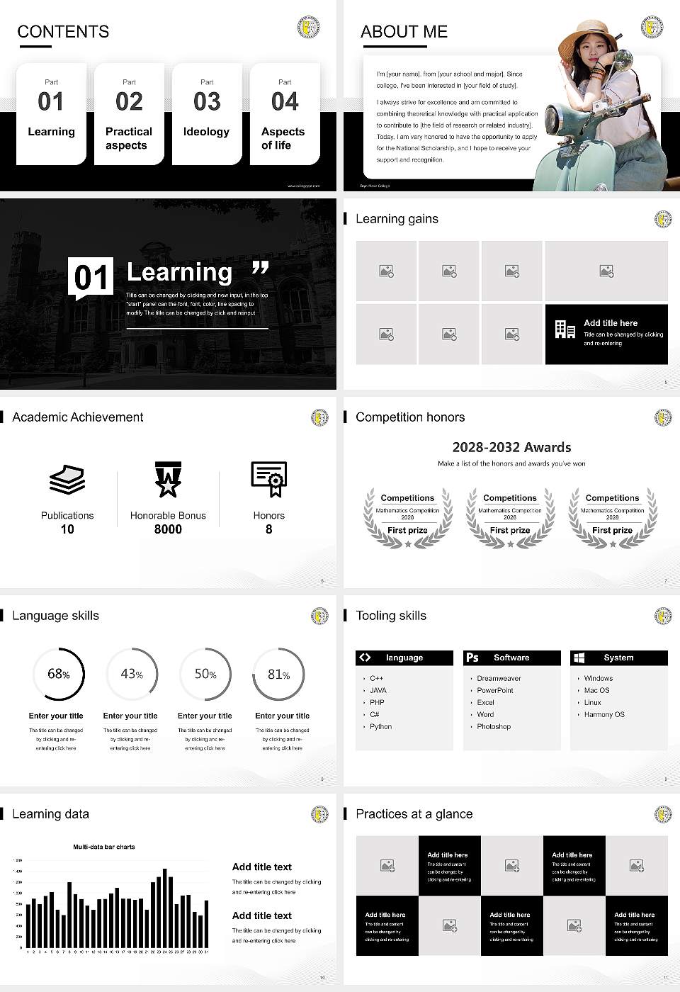 Bryn Mawr College National Scholarship Defense PPT Template16:9 ratio PPT effect preview image2