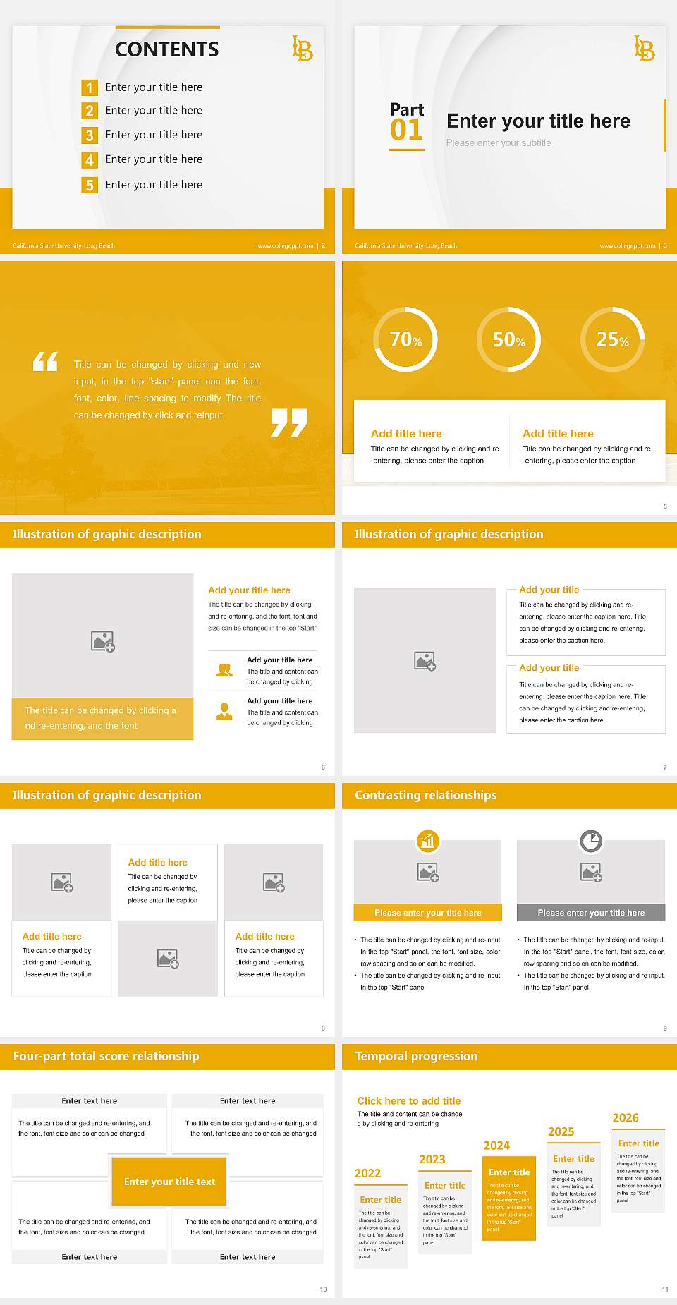 California State University-Long Beach Thesis Proposal/Graduation Defense PPT Template4:3 ratio PPT effect preview image2