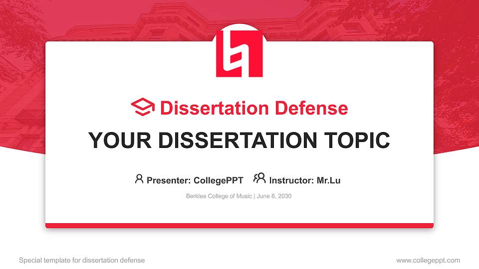 Berklee College of Music Graduation Thesis Defense PPT Template16:9 ratio PPT effect preview image