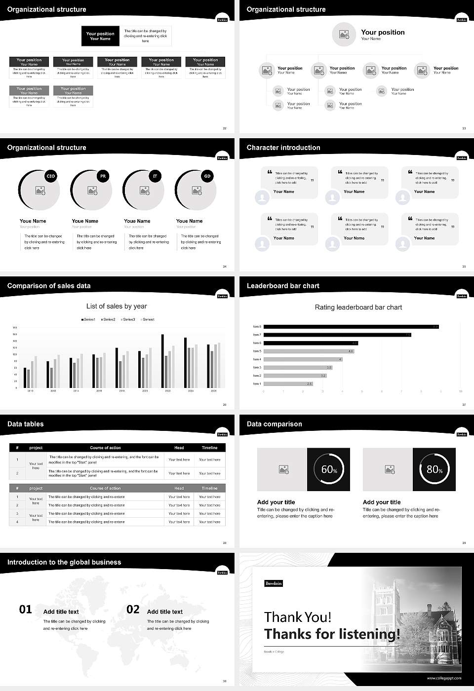 Bowdoin College Academic Presentation/Research Findings Report PPT Template16:9 ratio PPT effect preview image4