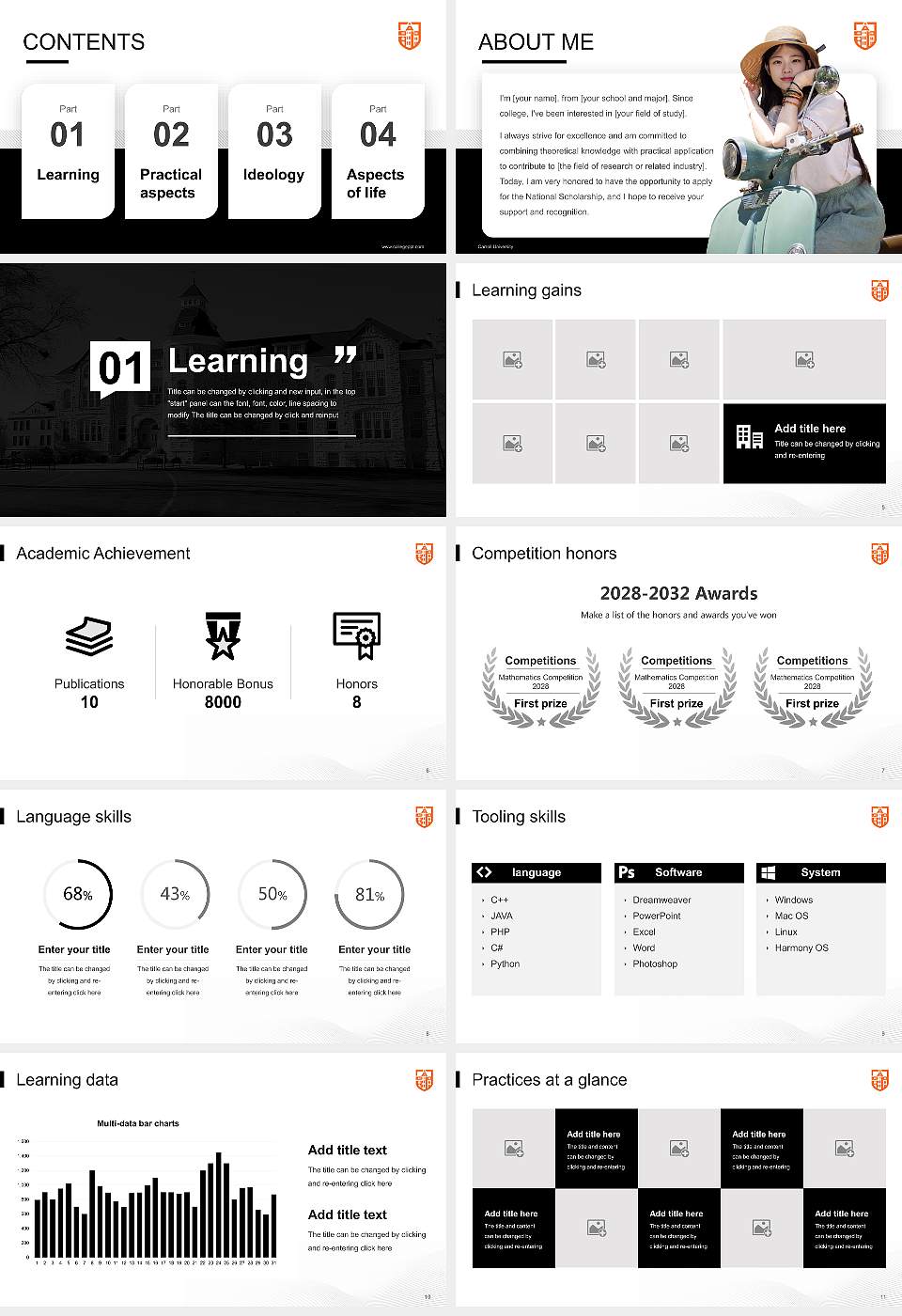 Carroll University National Scholarship Defense PPT Template16:9 ratio PPT effect preview image2