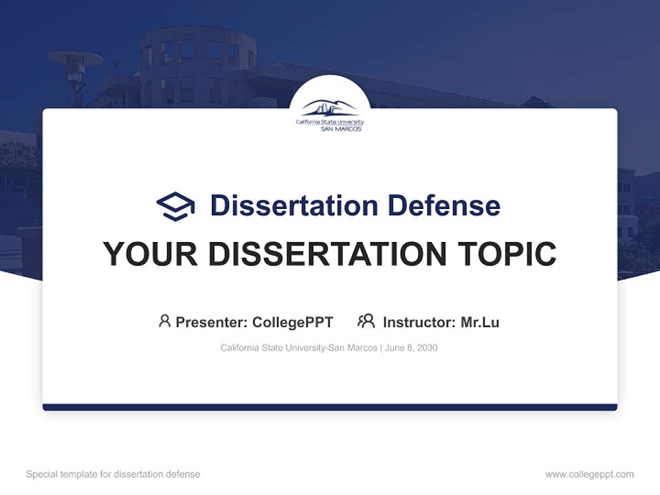 California State University-San Marcos Graduation Thesis Defense PPT Template4:3 ratio PPT effect preview image7