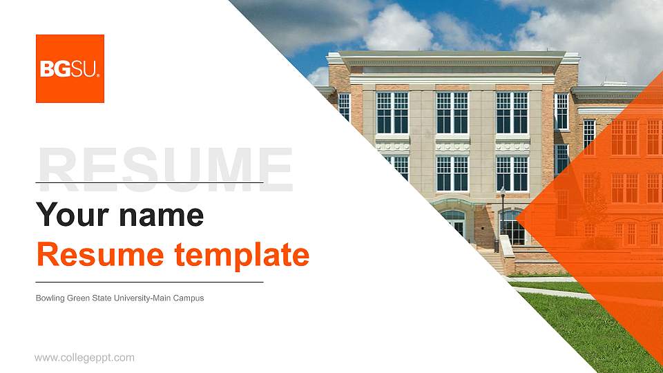Bowling Green State University-Main Campus Resume PPT Template16:9 ratio PPT effect preview image