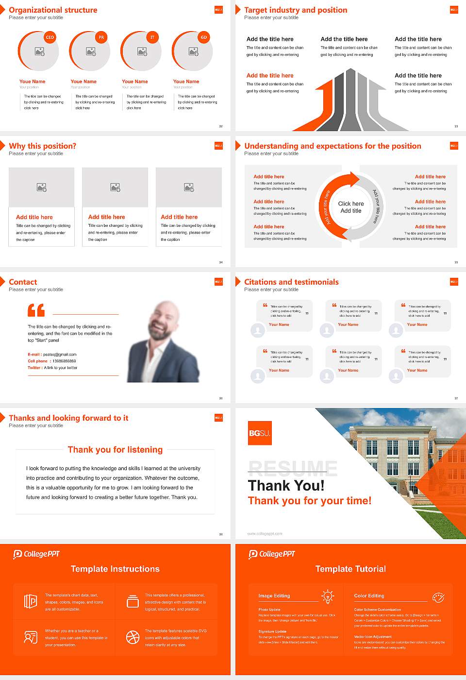 Bowling Green State University-Main Campus Resume PPT Template16:9 ratio PPT effect preview image4