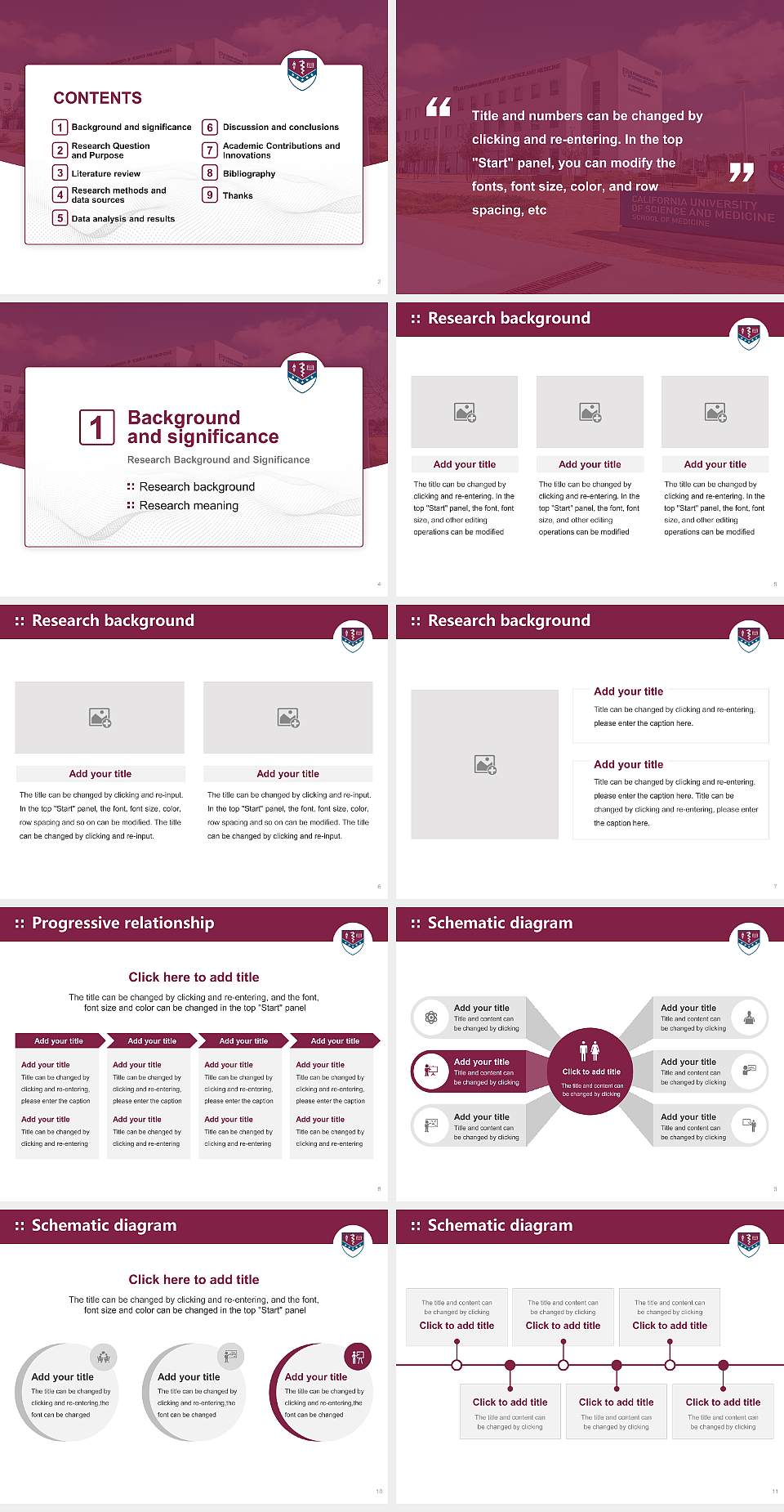 California University of Science and Medicine Graduation Thesis Defense PPT Template4:3 ratio PPT effect preview image2