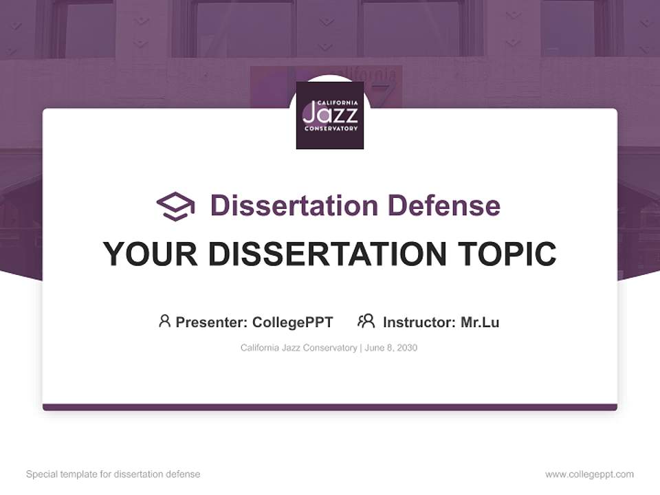 California Jazz Conservatory Graduation Thesis Defense PPT Template4:3 ratio PPT effect preview image7