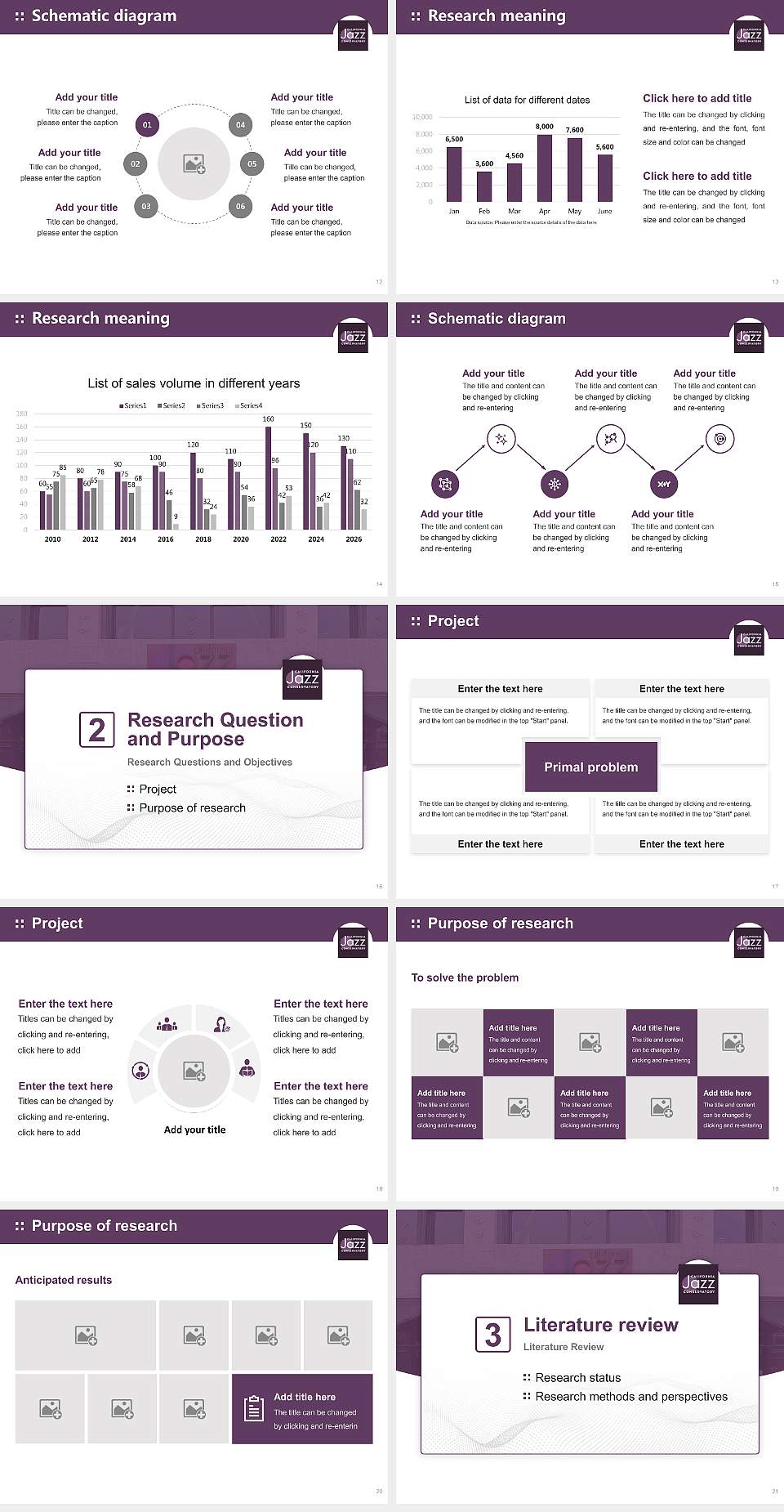California Jazz Conservatory Graduation Thesis Defense PPT Template4:3 ratio PPT effect preview image3