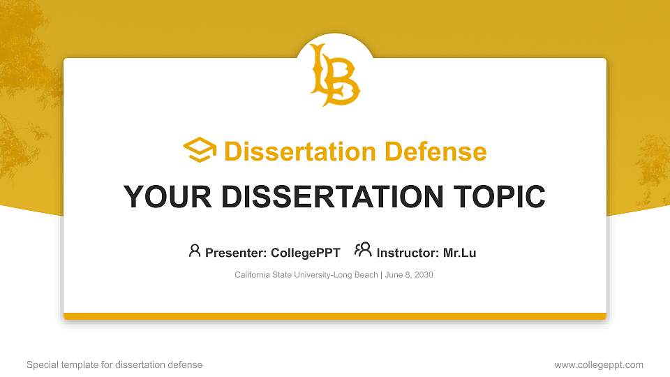 California State University-Long Beach Graduation Thesis Defense PPT Template16:9 ratio PPT effect preview image