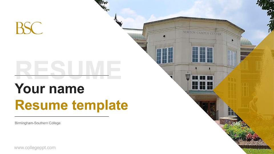 Birmingham-Southern College Resume PPT Template16:9 ratio PPT effect preview image