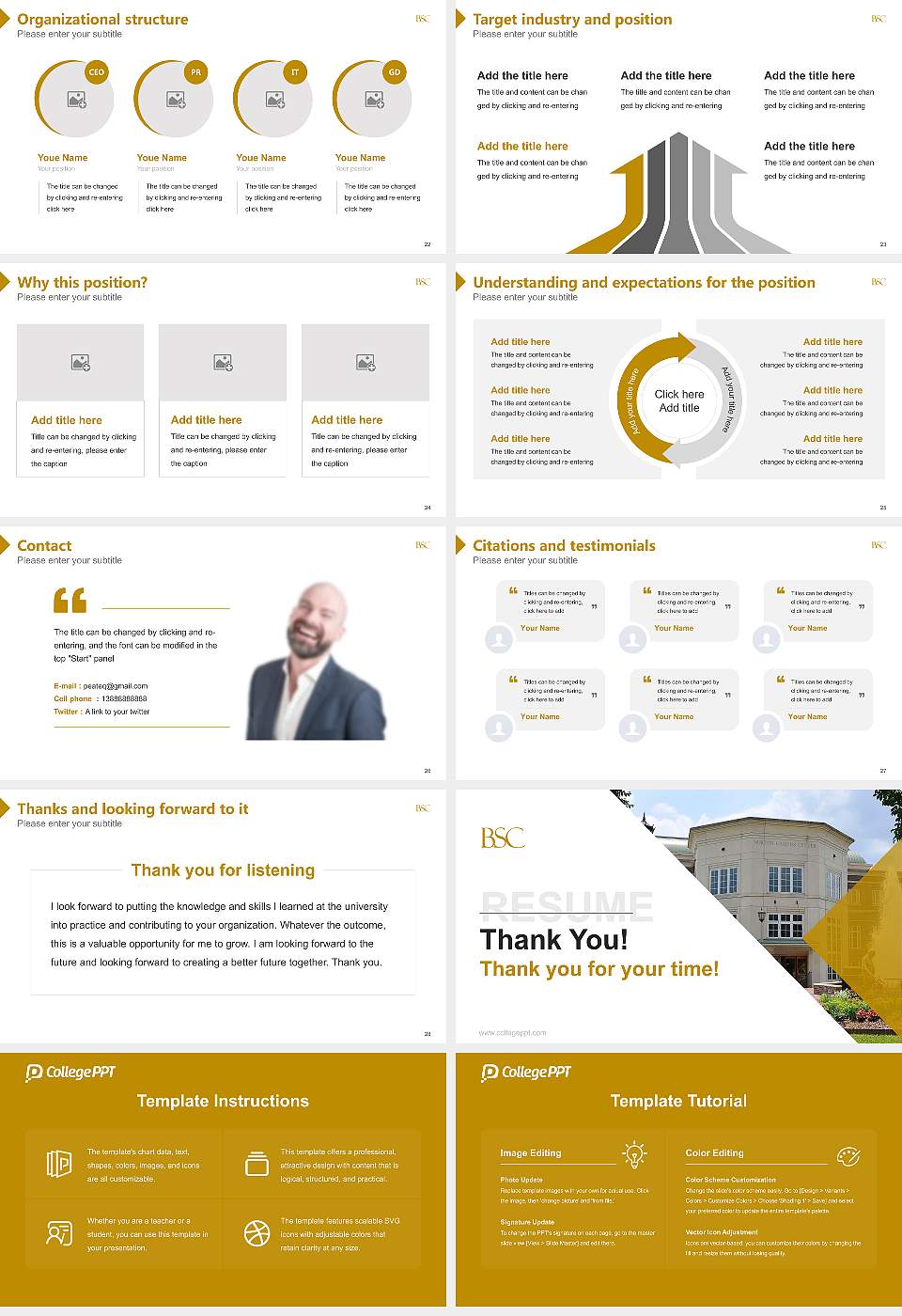 Birmingham-Southern College Resume PPT Template16:9 ratio PPT effect preview image4