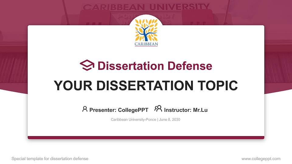 Caribbean University-Ponce Graduation Thesis Defense PPT Template16:9 ratio PPT effect preview image