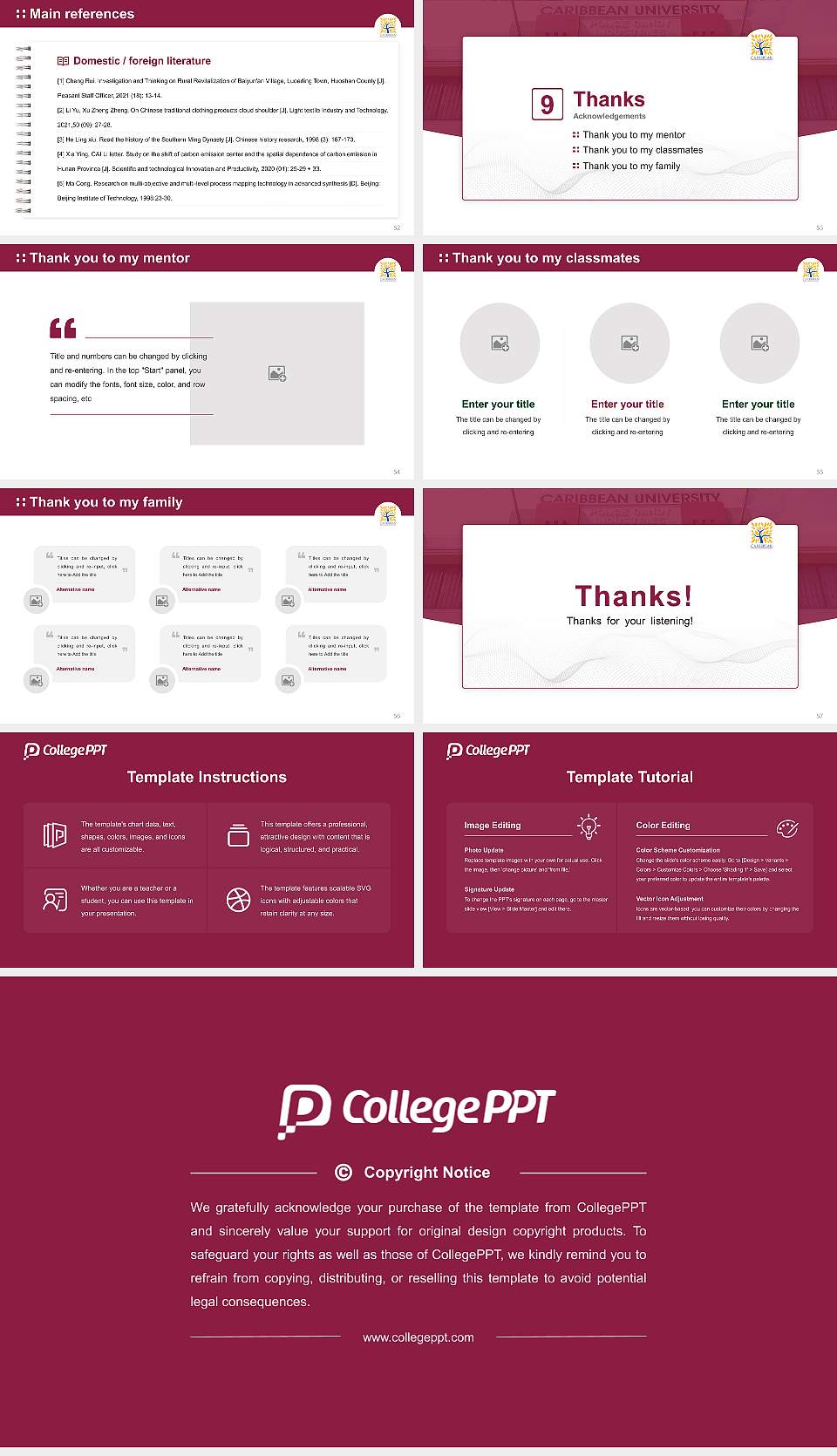Caribbean University-Ponce Graduation Thesis Defense PPT Template16:9 ratio PPT effect preview image7