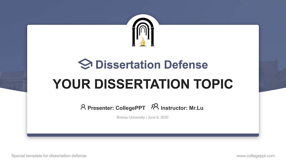 Brenau University Graduation Thesis Defense PPT Template16:9 ratio PPT effect preview image