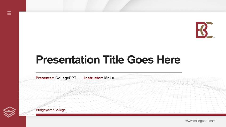Bridgewater College Thesis Proposal/Graduation Defense PPT Template16:9 ratio PPT effect preview image