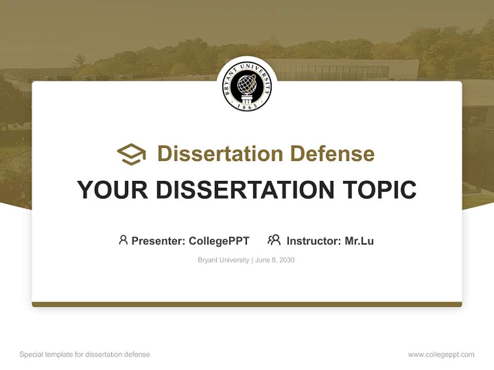 Bryant University Graduation Thesis Defense PPT Template4:3 ratio PPT effect preview image7