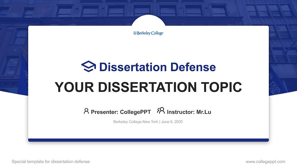 Berkeley College-New York Graduation Thesis Defense PPT Template16:9 ratio PPT effect preview image