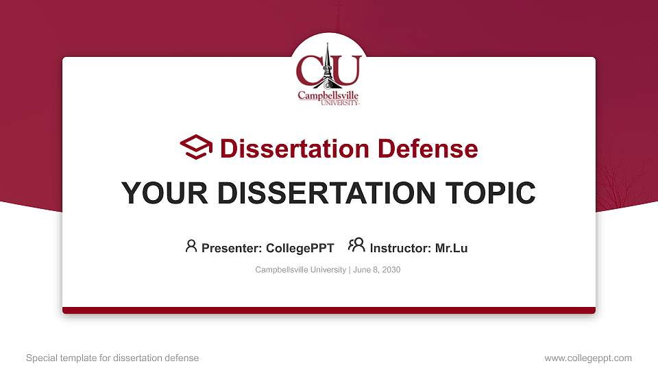 Campbellsville University Graduation Thesis Defense PPT Template16:9 ratio PPT effect preview image