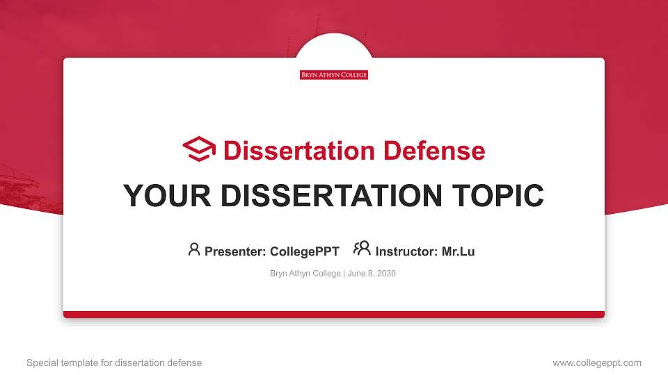 Bryn Athyn College Graduation Thesis Defense PPT Template16:9 ratio PPT effect preview image