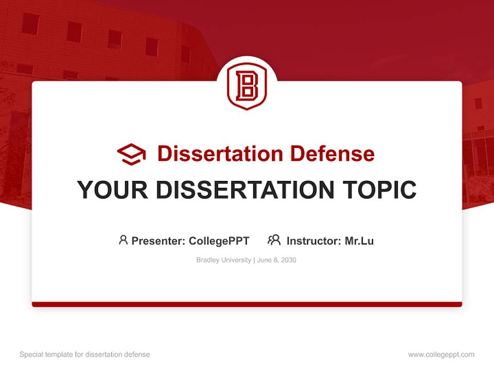 Bradley University Graduation Thesis Defense PPT Template4:3 ratio PPT effect preview image7