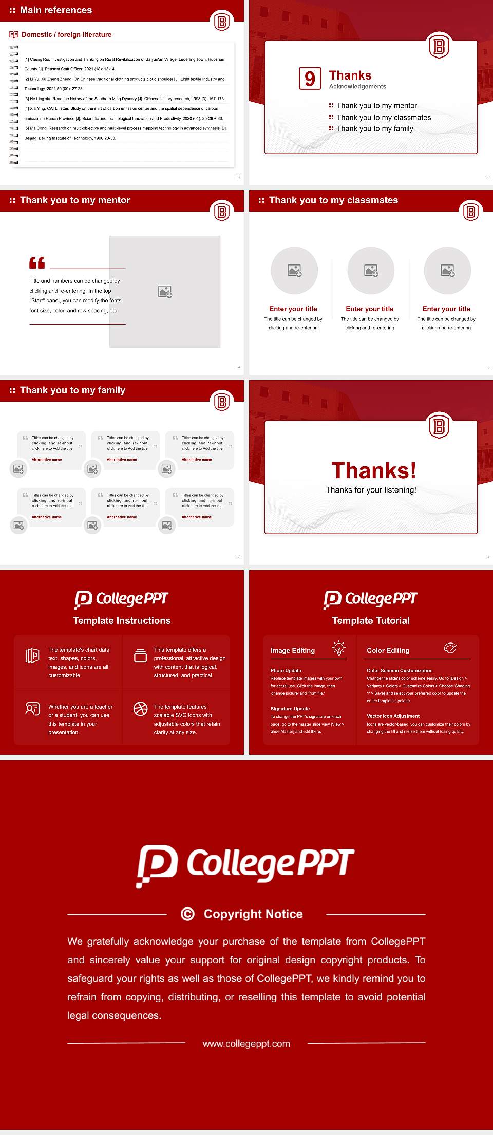 Bradley University Graduation Thesis Defense PPT Template4:3 ratio PPT effect preview image7