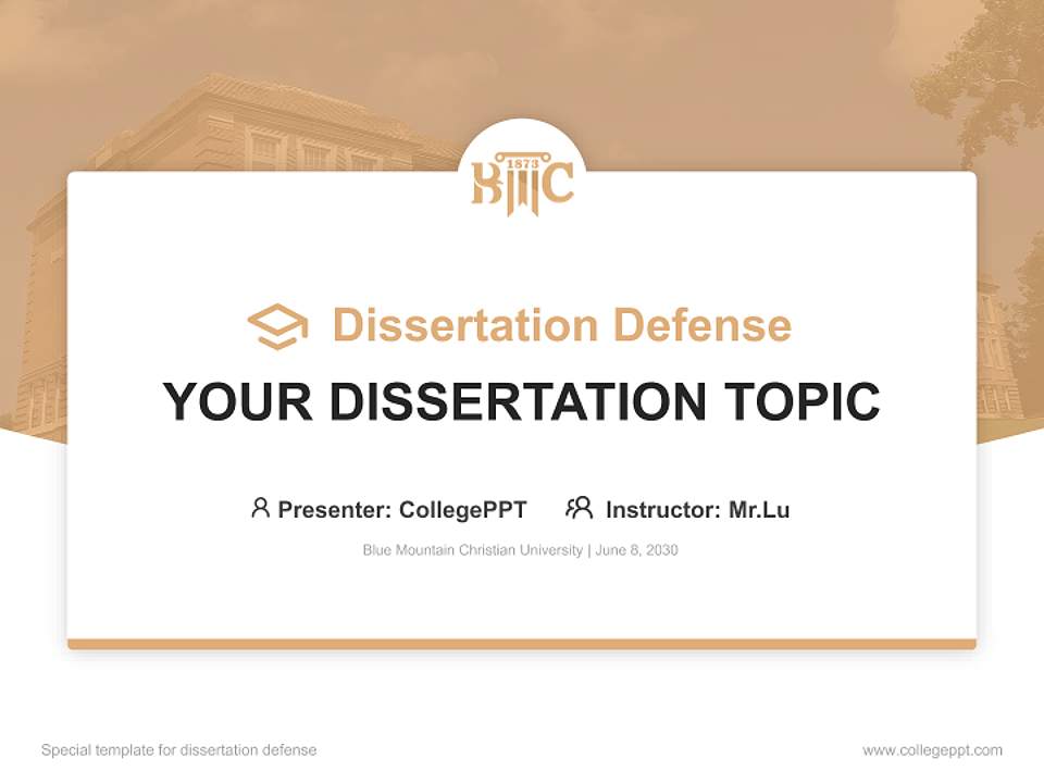 Blue Mountain Christian University Graduation Thesis Defense PPT Template4:3 ratio PPT effect preview image7