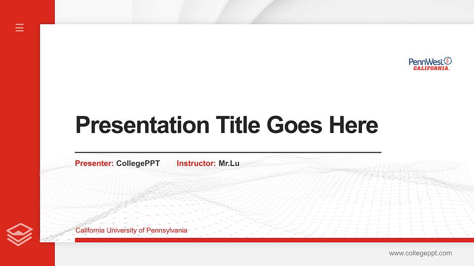 California University of Pennsylvania Thesis Proposal/Graduation Defense PPT Template16:9 ratio PPT effect preview image1